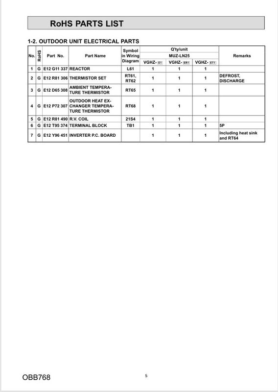Splittegning Mitsubishi Kaiteki LN25-35
